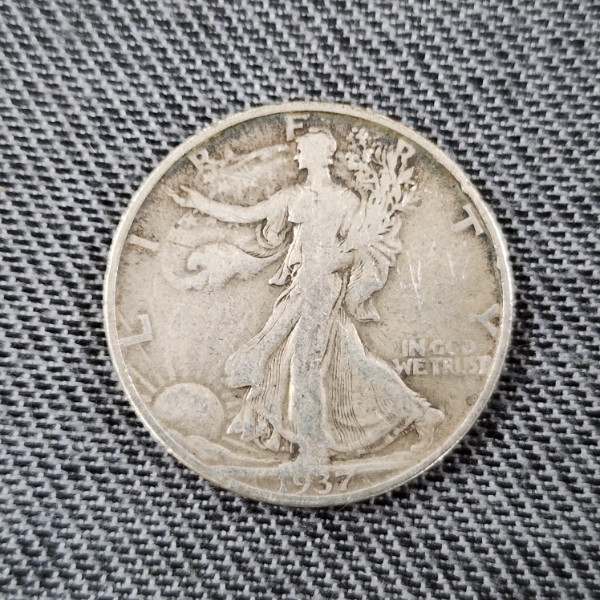 1937-D United States 90% Silver Walking Liberty Half Dollar