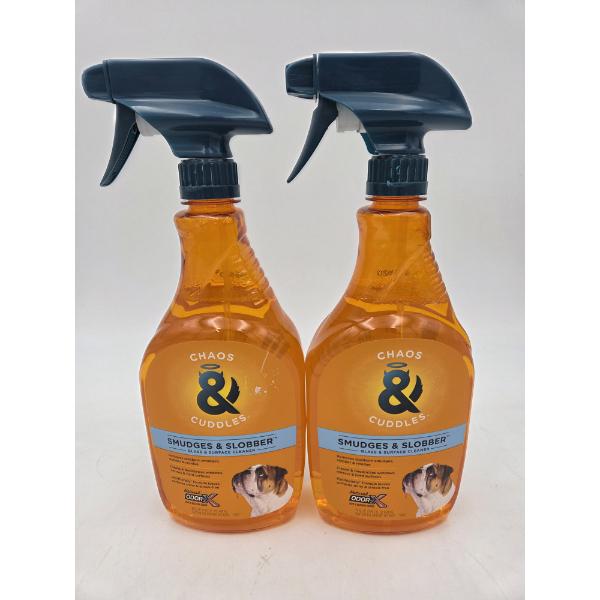 Two New 23oz Chaos & Cuddles Smudges & Slobber Glass And Surface Cleaners