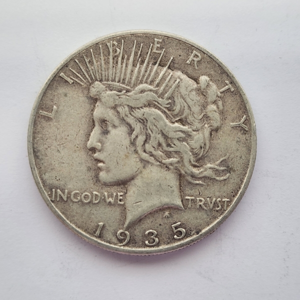 United States 1935-S Peace Dollar - 90% Silver 