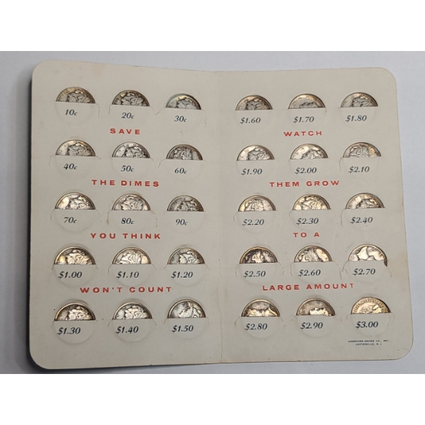 Assorted U.S 90% Silver Mercury Dimes In Dime Saver Book - Face Value: $3.00