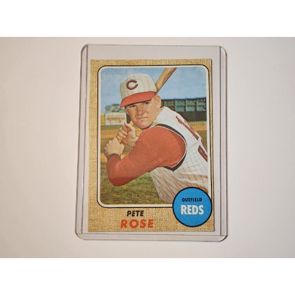 1968 Topps PETE ROSE Cincinnati Reds Baseball Trading Card #230 - Excellent Condition in Card Holder