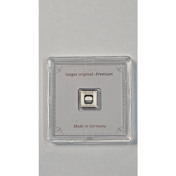 1 Gram .999 Fine Geiger Silver Bar In Original Assay Case With Zertifikat