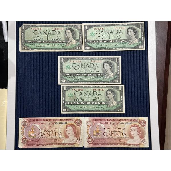 Canadian Paper Money Including Four $1Bills & Two $2 Bills