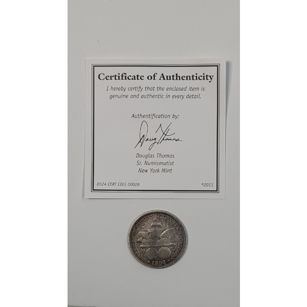 1893 Columbian Exposition Half Dollar - 90% Silver ASW: 0.3617