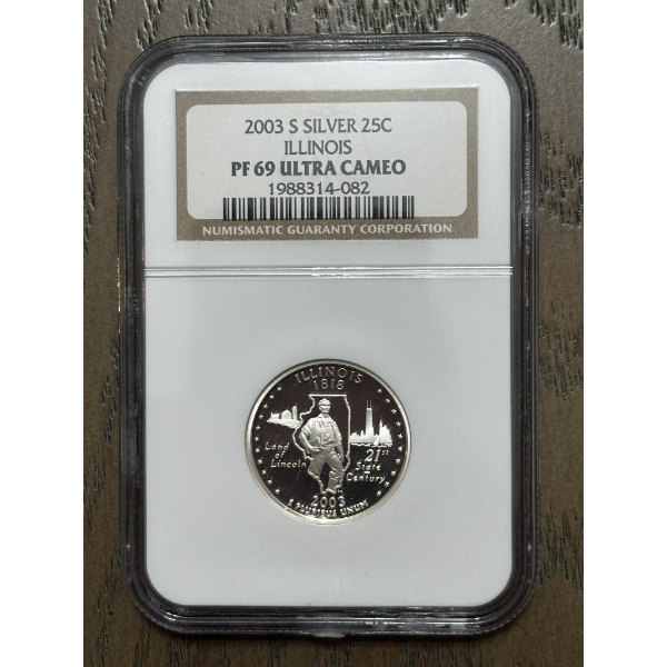 NGC PF69 Ultra Cameo 2003-S Silver State Quarter - Illinois