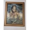 Image 1 : Excellent Condition Vintage 23''x29'' Framed & Signed Remarkable "Girl Of Valdarno" Lithograph 