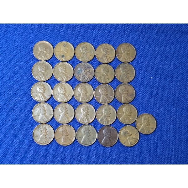 Lot of (26) Assorted Lincoln Wheat Pennies - Dates Ranging 1919-1958