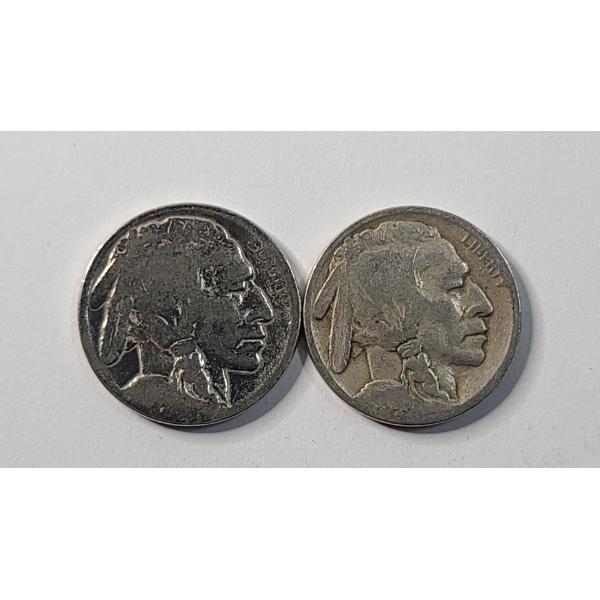 (2) Unknown Years United States Buffalo Nickels 