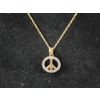 Image 3 : 14K Yellow Gold Peace Sign Pendant & Necklace Weighing 1.4 Grams