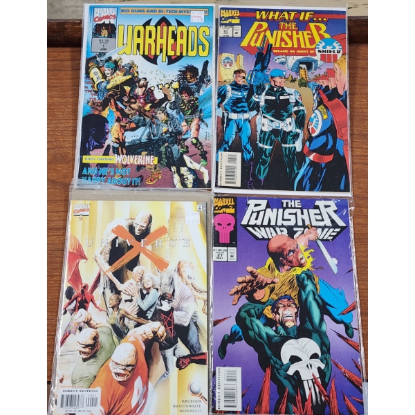 Four Assorted Marvel Comic Books Featuring Punisher, Warheads & Universe X