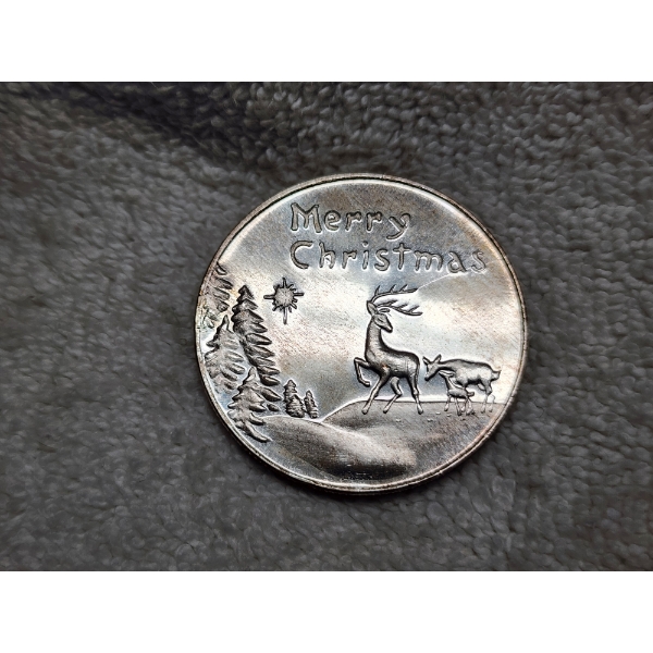 1 Troy Ounce Merry Christmas Reindeer Scene Round - "For Someone Special" 