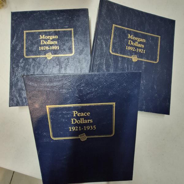 3 Pcs - United States Coin Collector Books - Including Morgan Dollars P1 - P2 & Peace Dollars