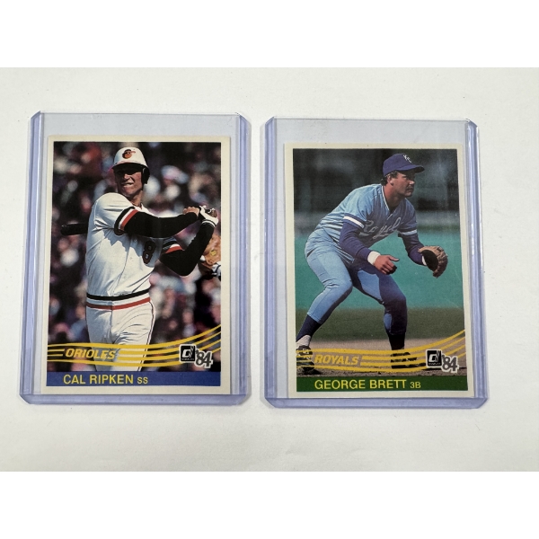 1984 Donruss Cal Ripken & George Brett Baseball Cards In Protective Holders - Mint Condition