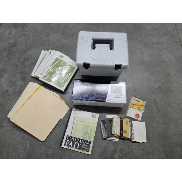 New HP Laser Jet 534, Plastic File Box, Folders, Filler Paper & More