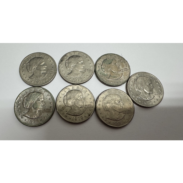 1979-1999 Susan B. Anthony Dollar Coins Face Value $7.00 - Beautiful Condition