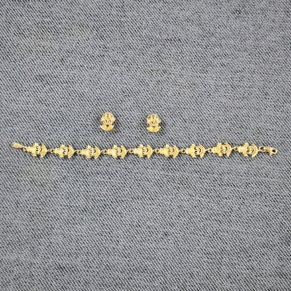 14K Gold Clown Bracelet & Matching Earring/Cufflinks ~ Total Weight: 8.6 Grams