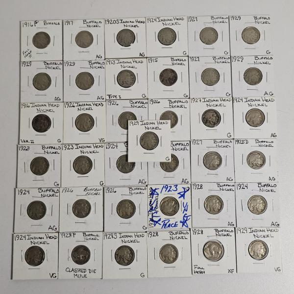 IMPRESSIVE!!! Collection of 37 Buffalo (Indian Head) Nickels FV: $1.85