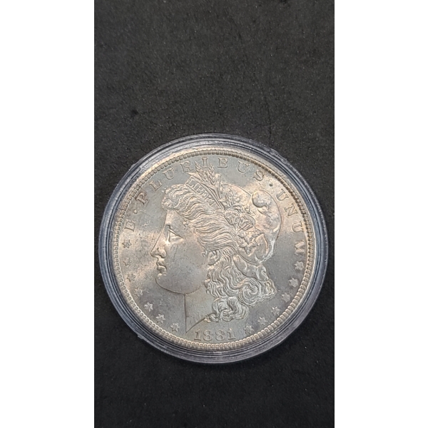 United States 1881-S 90% Silver Morgan Dollar In Coin Capsule