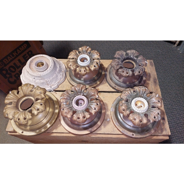 Antique Ornate Ceiling Light Fixture Group Of 6 - See Pics