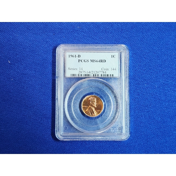 1961-D Lincoln Memorial Cent PCGS MS 64 RD
