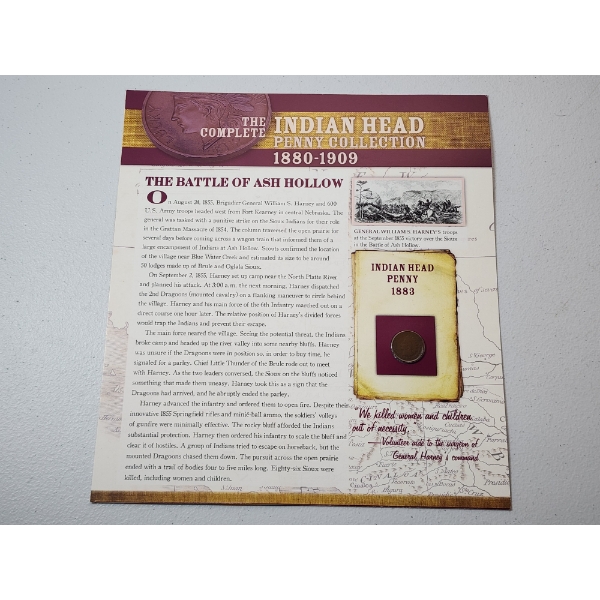 Bradford Mint Authenticated "The Complete Indian Head Penny Collection" 1883 Indian Head Penny 