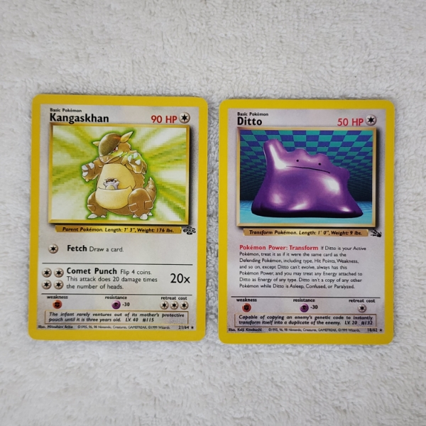 Two Vintage Non Holo Rare Pokemon Trading Cards ~ Kangaskhan & Ditto 