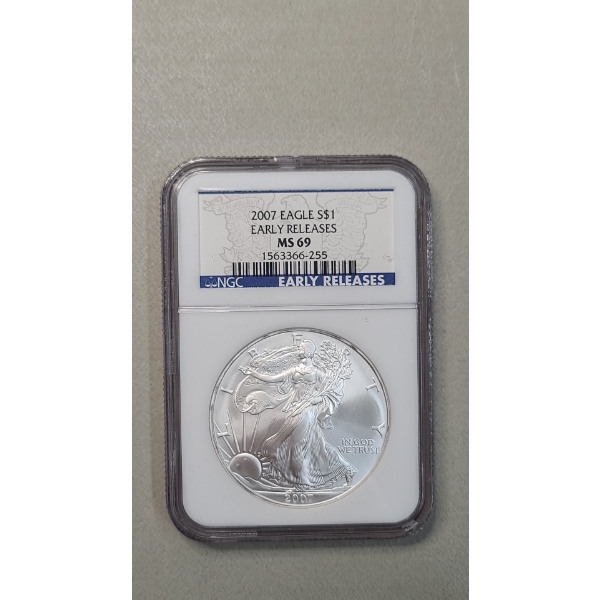 NGC 2007 MS 69 Early Releases 1 Troy Ounce .999 Fine Silver American Eagle
