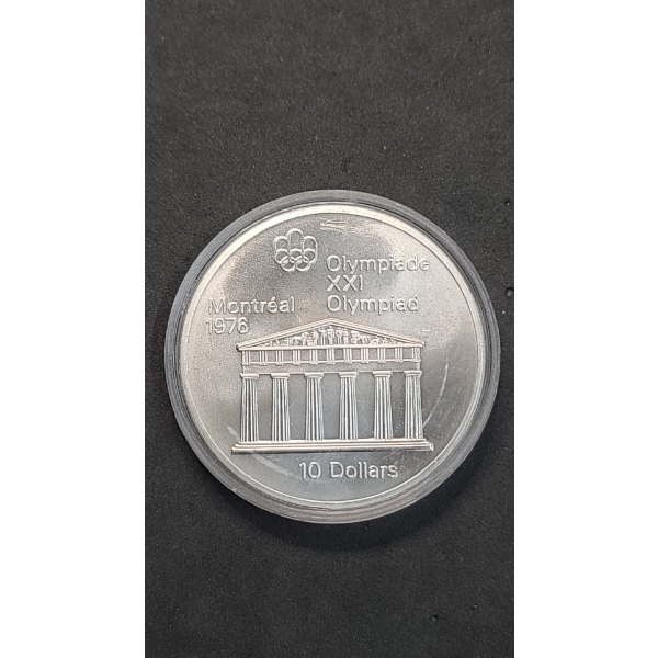 1974 CANADA Queen Elizabeth II Olympics Montreal Proof 0.9250 Silver $10 Coin - ASW: 1.4453oz