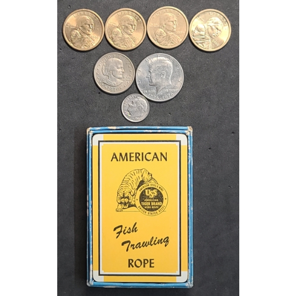 Assorted Years/Mint Marks U.S Coins & Deck Of American Steel & Wire Playing Cards - FV $5.60