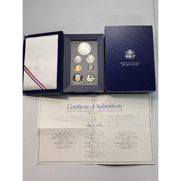 1993 Bill of Rights Commemorative Coins Prestige Set: 90% Silver Dollar & 90% Silver Half Dollar