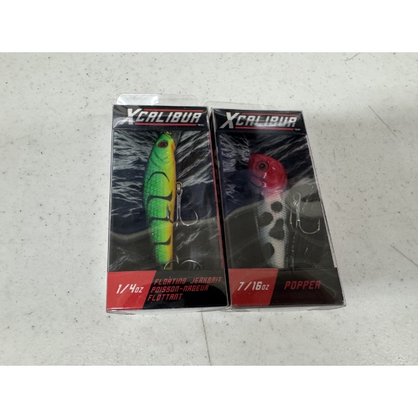 2 -  Brand New Excalibur Fishing Lures - Popper & Jerk Bait - New In Box