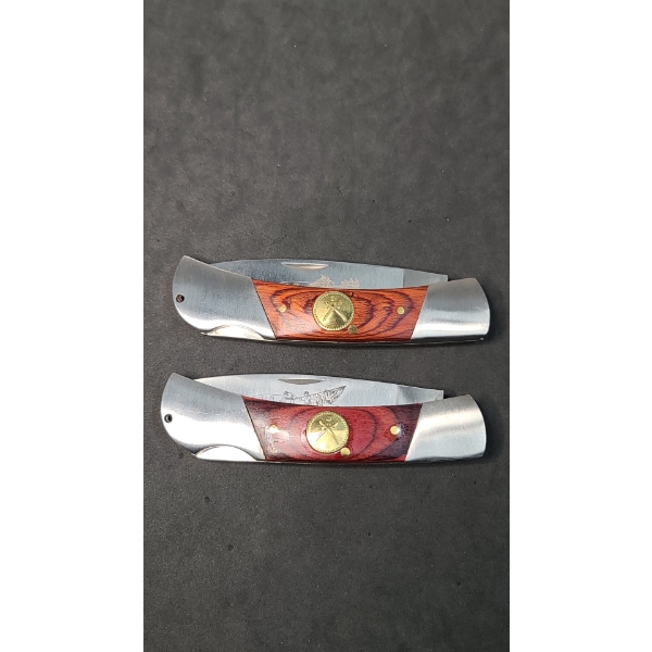 Stainless Steel Folding Pocket Knives With U.S Marines & Army Motif