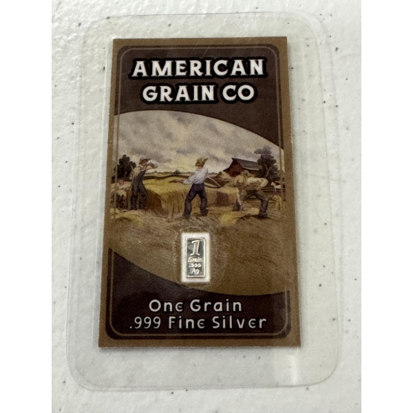 American Grain Company - One Grain .999 Fine Silver Bar - Mint Condition