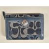 Image 10 : Authentic Coach Y2K Monogram Blue Jacquard Bag With Twist Closure & Matching Fold Wallet In Excellen