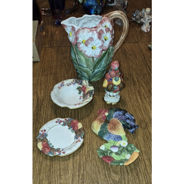 FITZ & FLOYD Porcelain Items As Shown - Pitcher Is Not F & F - All Nice