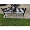 Image 2 : Louisville Home Pickup - like New - Outdoor Metal Bench Settee w Cushions - 59 x 32  Super Condition
