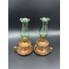 Image 1 : 2 Beautiful Oil Lamps with Flared Globes - ~8 inches tall