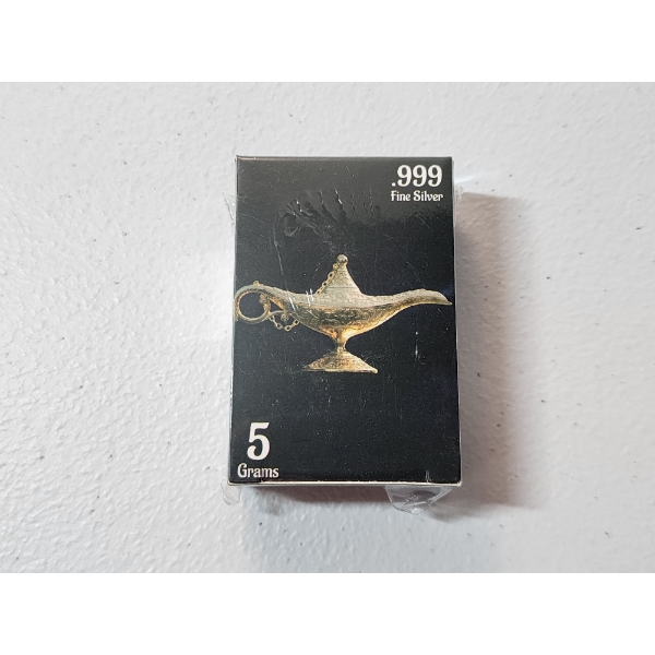 Rare Pan Silver Co. 5-Gram .999 Fine Silver Aladdin's Genie Lamp Collectible - in Sealed Package