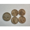 Image 5 : U.S. Coins: (1) Buffalo Nickel & (4) 90% Silver Mercury Dimes FV: $0.45