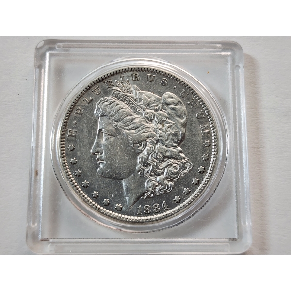 1884 90% Silver Morgan Dollar In Protective Case