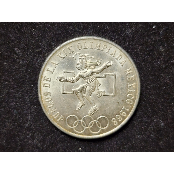1968-Mo 25 Pesos Silver Coin - 72% Silver - ASW: 05208oz