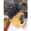 Image 1 : Kitchen Maple Knife Block with Knives - See Pics