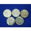 Image 2 : Lot of 5 Assorted Years 40% Silver Kennedy Half Dollars FV: $2.50