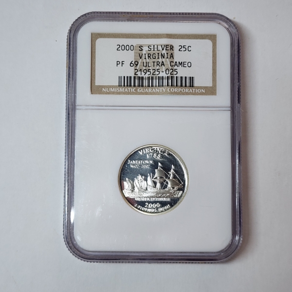 2000-S Virginia State SILVER Quarter Graded by NGC PF69 Ultra Cameo