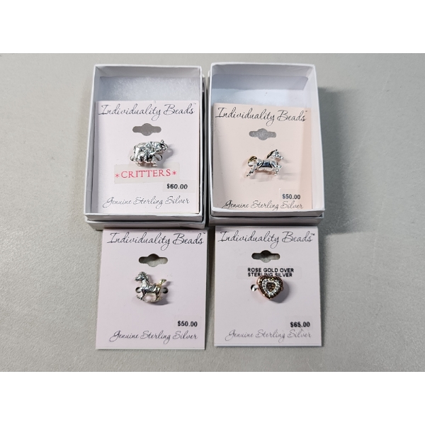 x4 Individuality Beads Sterling Silver Bracelet Charms Total Weight 10.0g