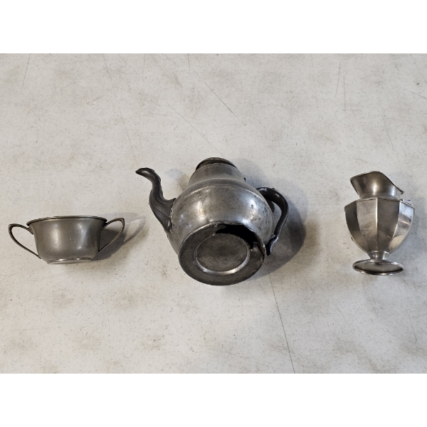 3 Piece Vintage Tea Set Including Pewter 