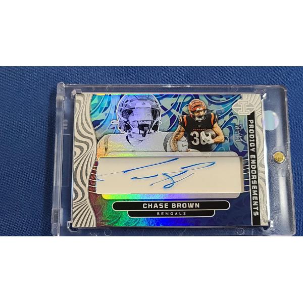 '24 Panini Illusions Prodigy Endorsements Autograph Chase Brown Bengals 66/10 #PE-CBN Football Card
