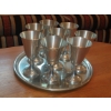 Image 1 : Set Of 8 Pewter Goblets & Serving Tray - As Shown