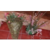 Image 1 : As Shown - Floral Wall wicker Sconce & Pussy Willow Vase Set - 2 Pc Nice