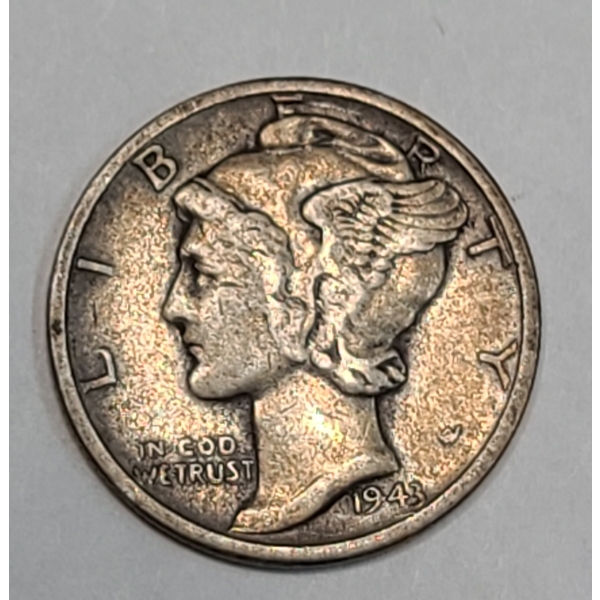 1943 90% Silver Mercury Dime - Face Value: $0.10